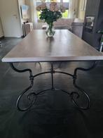 Smeedijzeren Eettafel met Houten Blad - 185x85, Huis en Inrichting, Tafels | Eettafels, Ophalen, Gebruikt, 50 tot 100 cm, Landelijk
