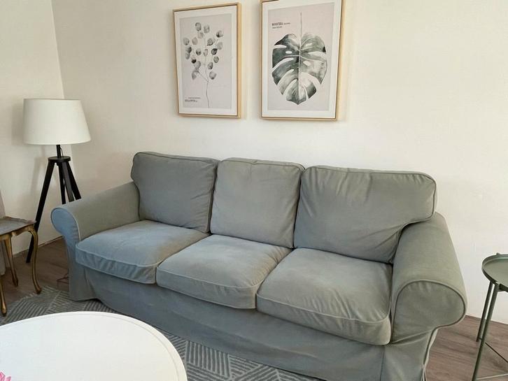 Hoes voor Ikea EKTORP 3-zitsbank- Hakebo grijsgroen, Huis en Inrichting, Banken | Bankstellen, Zo goed als nieuw, Rechte bank