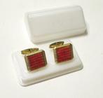 Vintage manchetknopen in doos van de 70 jaren., Ophalen of Verzenden, Nieuw, Overige materialen, Verguld