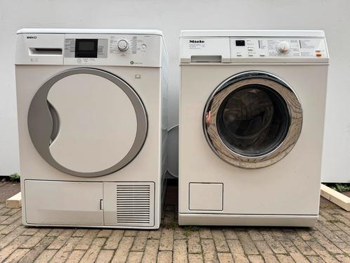Miele wasmachine en Beko warmtepompdroger, Witgoed en Apparatuur, Was-droogcombinaties, Gebruikt, 6 tot 8 kg, 85 tot 90 cm, Ophalen