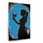 Banksy vrouw vlinder canvas 50x70cm - 18mm., Nieuw, Print, 50 tot 75 cm, Oorspronkelijke maker