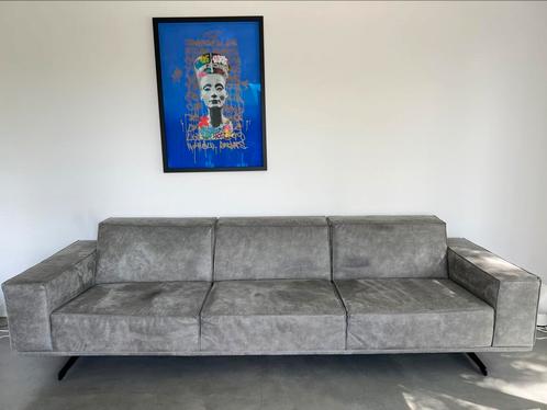 Leren design bank van merk Cartel Living, Huis en Inrichting, Banken | Bankstellen, Gebruikt, Rechte bank, Driepersoons, 250 tot 300 cm