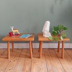 Lucky Vintage set van 2 Vintage brutalist bijzettafels, Ophalen, Gebruikt, Brutalist, Hout