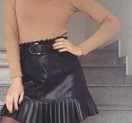 Leren Rok met franjes maat M, Verzenden, Zo goed als nieuw, Zwart, Boven de knie