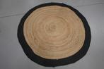 Hip rond vloerkleed Jute naturel & zwart Ø130 cm., Huis en Inrichting, Stoffering | Tapijten en Kleden, Zwart, Rond, Ophalen of Verzenden