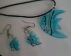 Vintage ketting en oorbellen van glas (Maanvis), Ophalen of Verzenden, Zo goed als nieuw, Overige materialen