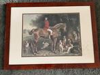 Jacht / paard / honden gravure 78 x 57 cm., Ophalen of Verzenden