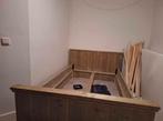 Bed, Huis en Inrichting, Slaapkamer | Bedden, Ophalen, Bruin, Steigerhout, Zo goed als nieuw