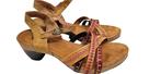 bruine leer sandalen van Think maat 41 (21223), Verzenden, Zo goed als nieuw, Bruin, Sandalen of Muiltjes