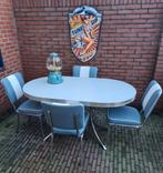 FIFTIES SIXTIES AMERIKAANSE BEL AIR DINER STOELEN MET TAFEL, Huis en Inrichting, Stoelen, Ophalen, Blauw, Vier, Metaal