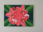 Bloemen schilderij Plumeria, Antiek en Kunst, Ophalen of Verzenden