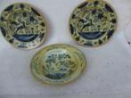 Drie Antiek blikken borden "armeluis" Delfstblauw jaren 30, Antiek en Kunst, Antiek | Wandborden en Tegels, Ophalen of Verzenden