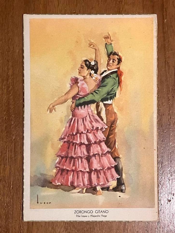Spaanse Dans Postkaart - Zorongo Gitano, Verzamelen, Ansichtkaarten | Buitenland, Gelopen, Spanje, 1960 tot 1980, Ophalen of Verzenden