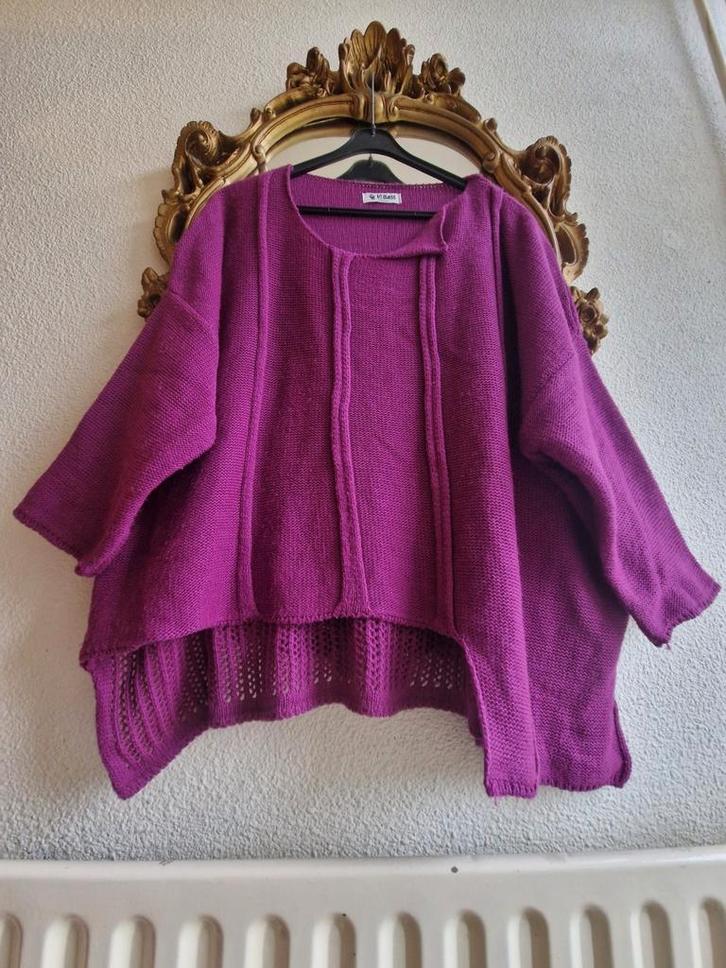 La Bass aubergine gebreid mix katoen wijd dik truitje, Kleding | Dames, Grote Maten, Zo goed als nieuw, Trui of Vest, Paars, Ophalen of Verzenden