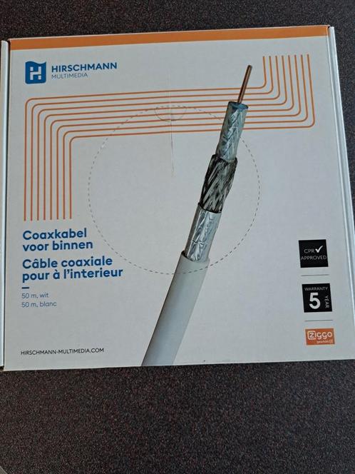 Hirschmann Coax kabel 50 mtr nieuw in doos., Audio, Tv en Foto, Audiokabels en Televisiekabels, Nieuw, 10 meter of meer, Ophalen