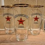 3 Vintage Heineken bierglas amsterdammertje, Ophalen of Verzenden, Zo goed als nieuw, Glas of Glazen, Heineken