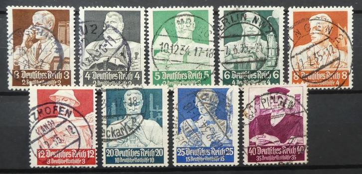 Duiitse Rijk 1934 Nothilfe 556-564 gebruikt (B36-11), Postzegels en Munten, Postzegels | Europa | Duitsland, Verzenden