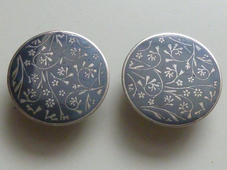 Antieke art deco niëllo zilveren manchetknopen mille fleurs, Sieraden, Tassen en Uiterlijk, Manchetknopen, Zo goed als nieuw, Zilver