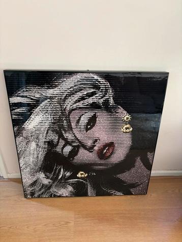 Zwart-wit popart schilderij vrouw – 80x80 cm – glam stijl beschikbaar voor biedingen