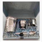 Antiek 4-delig verzilverd kinder eet setje in orig. doos, Ophalen of Verzenden