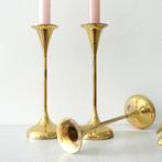 vintage Deens Design KANDELAARS messing Mid Century Modern, Gebruikt, Brons of Koper, Ophalen of Verzenden, Kandelaar