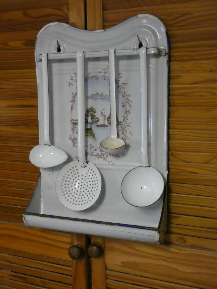 oud emaille Lepelrek/ emaille lepels en keukenrek, Antiek en Kunst, Antiek | Emaille, Ophalen of Verzenden