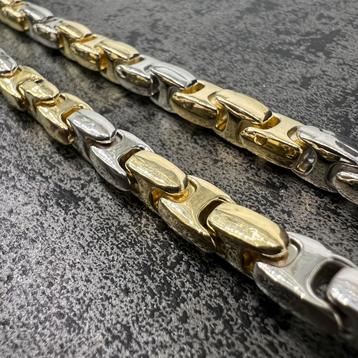 14k gouden ketting dik schakel bicolour monte carlo beschikbaar voor biedingen