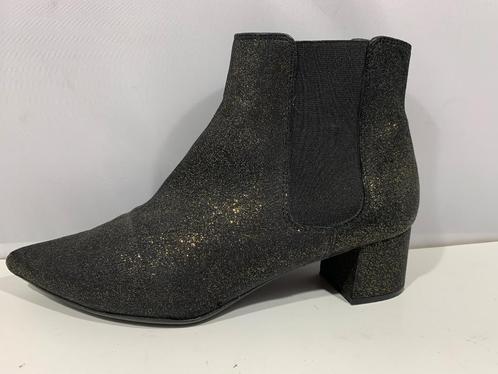 Unisa maat 38, zwart met gouden glitterlaarzen., Kleding | Dames, Schoenen, Zo goed als nieuw, Lage of Enkellaarzen, Zwart, Verzenden