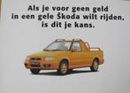 Gele Skoda Felicia Fun - nieuwe ansichtkaart, Verzenden, 1980 tot heden, Ongelopen, Voertuig