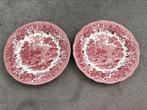 2 Roze dinerborden van Merrie England, Haddon Hall, Ophalen of Verzenden