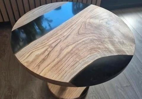 Eiken salontafel met epoxy AANBIEDING!, Ophalen, 50 tot 100 cm, Rond, Nieuw