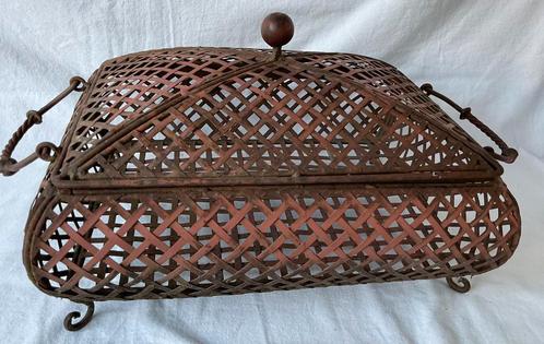 retro vintage gevlochten metalen broodmand tafelmand, Huis en Inrichting, Woonaccessoires | Schalen en Manden, Gebruikt, Mand