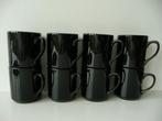 Zwarte mokken 8 stuks uit de jaren 80 nieuw, Ophalen of Verzenden, Nieuw, Porselein, Kop en/of schotel