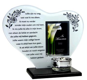 NIEUW: In memoriam ouders Set: Waxinehouder & Fotolijst beschikbaar voor biedingen