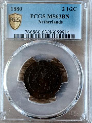 2 1/2 Cent 1880 PCGS MS63  BN.