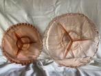 2 vintage glazen Rosaline 3-vaks schalen, Ophalen of Verzenden