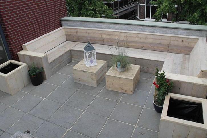 Unieke loungeset, tuinset van steigerhout in elke maat/vorm, Tuin en Terras, Tuinsets en Loungesets, Nieuw, Loungeset, Steigerhout