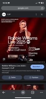 1 kaartje tekoop robbie williams. 23-06-2025, Tickets en Kaartjes, Eén persoon