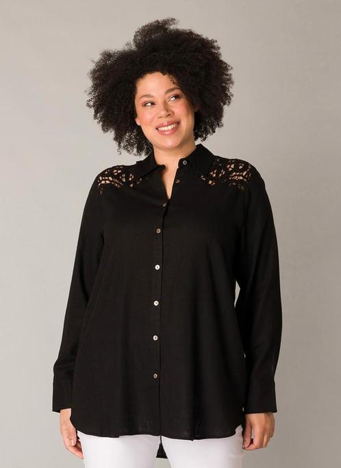 Zwarte blouse Haya van Yesta Maat 46 nu €29,95, Kleding | Dames, Blouses en Tunieken, Nieuw, Maat 46/48 (XL) of groter, Zwart