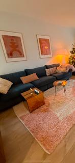 Blauwe velvet bank., Ophalen, 75 tot 100 cm, Zo goed als nieuw, Rechte bank