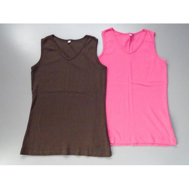 Bruin en roze singlet katoen S/M 36/38, Kleding | Dames, Tops, Zo goed als nieuw, Maat 36 (S), Zonder mouw, Verzenden