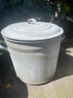 Zinken wastobbe 40 liter met deksel, Ophalen of Verzenden, Zo goed als nieuw, Kunststof, Minder dan 50 cm