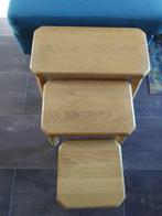 Bijzettafels, massief licht eiken, Ophalen, Rechthoekig, Minder dan 55 cm, 45 tot 60 cm