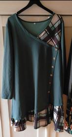 Leuke blauw groene jurk 48 50 lange mouw warm Elly & Yvonne, Blauw, Maat 46/48 (XL) of groter, Ophalen of Verzenden, Zo goed als nieuw