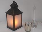 Led lantaarn, en kaarsje, Kunststof, Gebruikt, Zwart, Ophalen of Verzenden