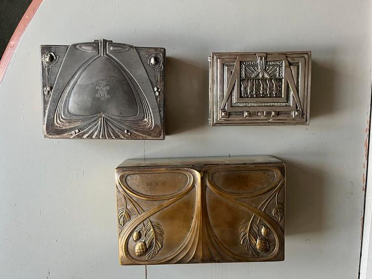 Art nouveau doosjes drie stuks, Antiek en Kunst, Curiosa en Brocante, Ophalen of Verzenden