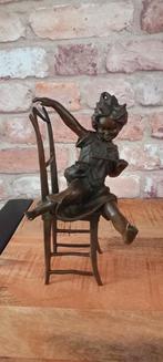 NIEUW:brons f.paris beeld:meisje spelend met een kat, Verzamelen, Beelden en Beeldjes, Nieuw, Ophalen of Verzenden