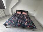 Tweepersoonsbed, 2 losse lattenbodems, matrassen (180x210cm), Ophalen, Bruin, Tweepersoons, Zo goed als nieuw