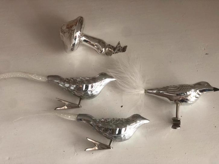 Antieke Kerst Ornamenten - Vogels & Paddenstoelen, Diversen, Kerst, Nieuw, Ophalen of Verzenden