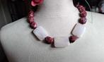 Ketting Prachtig Jaspis Rozenkwarts UNIEK Groot Big Jaspis, Ophalen, Nieuw, Steen of Mineraal, Roze